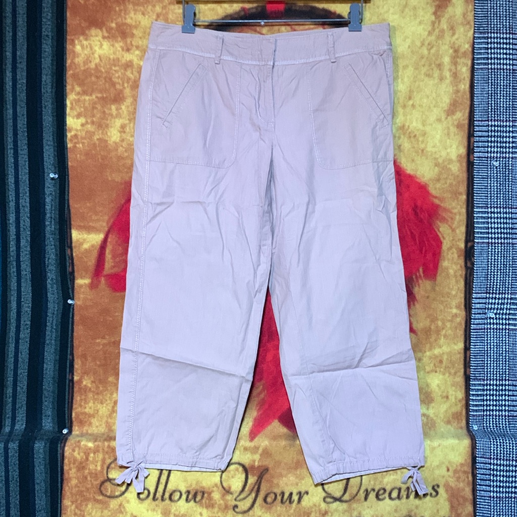 Ann Taylor Loft-Women’s Fuscia Cotton High-Waist Drawstring Leg Capris